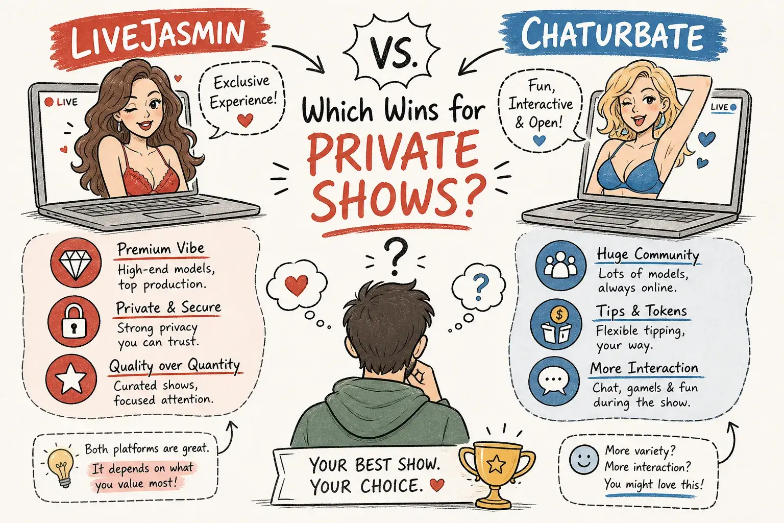 LiveJasmin vs. Chaturbate: Which Wins for Private Shows?